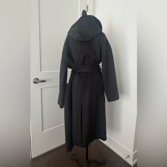 COS Black Fringe Belted Coat - Picture 5 of 6